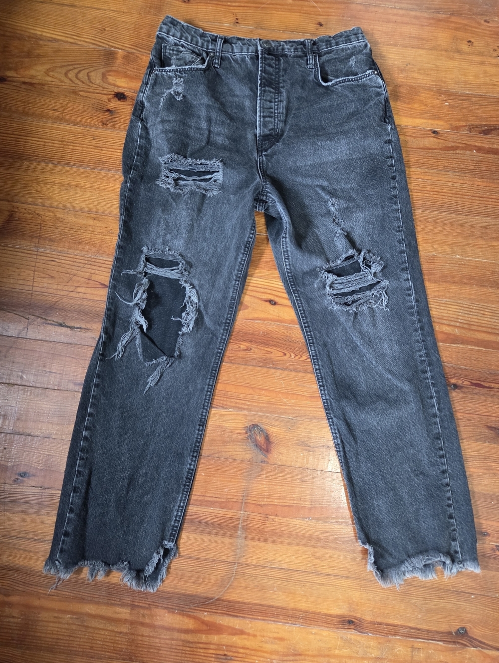 We The Free High Waisted Distressed Mom Jeans